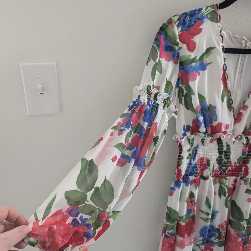 Marciano Multicolor Floral Long Sleeve Dress - Picture 5 of 15
